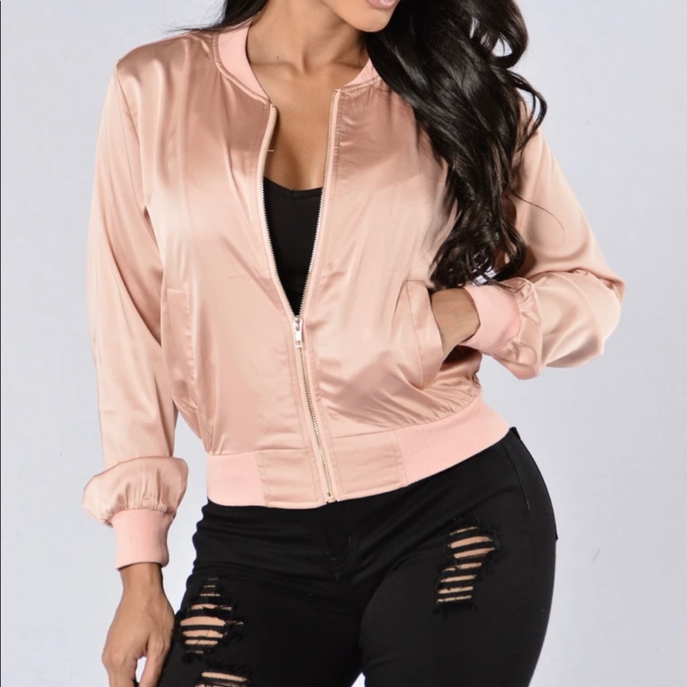 Pink Satin Bomber